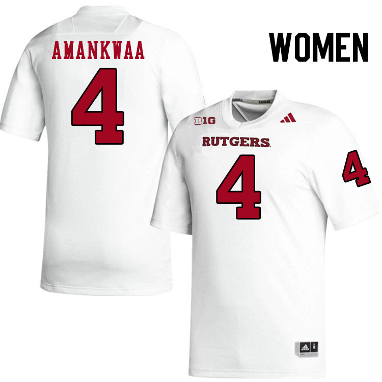 Women #4 Thomas Amankwaa Rutgers Scarlet Knights 2024 College Football Jerseys Stitched-White